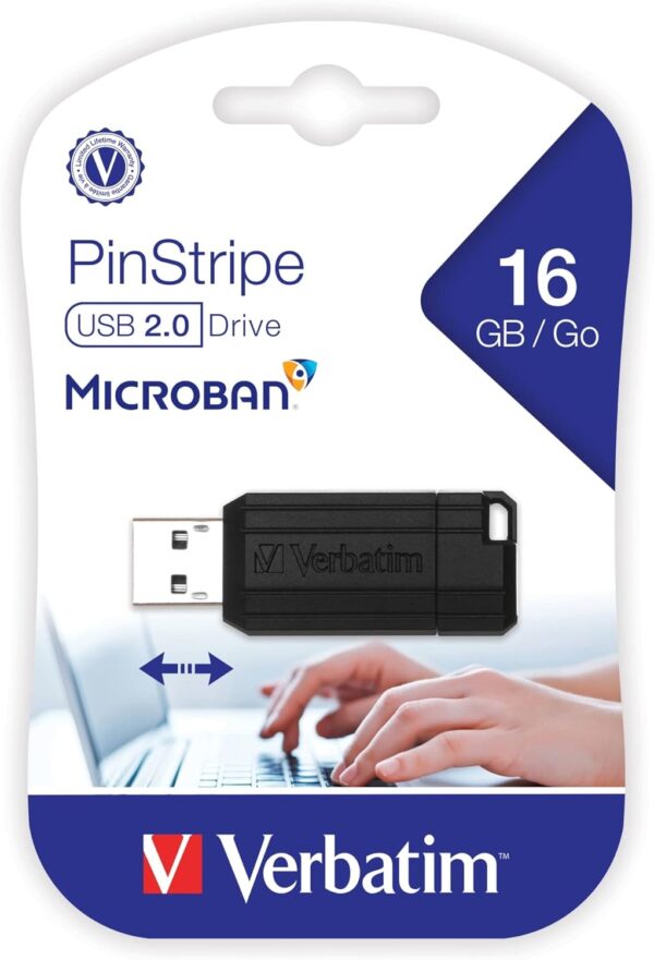 Verbatim Store and Go Hi Speed Pinstripe Black 16GB Flash Drive