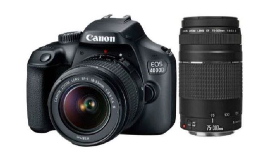Canon 4000D 18MP DSLR Twin Lens Bundle - Black