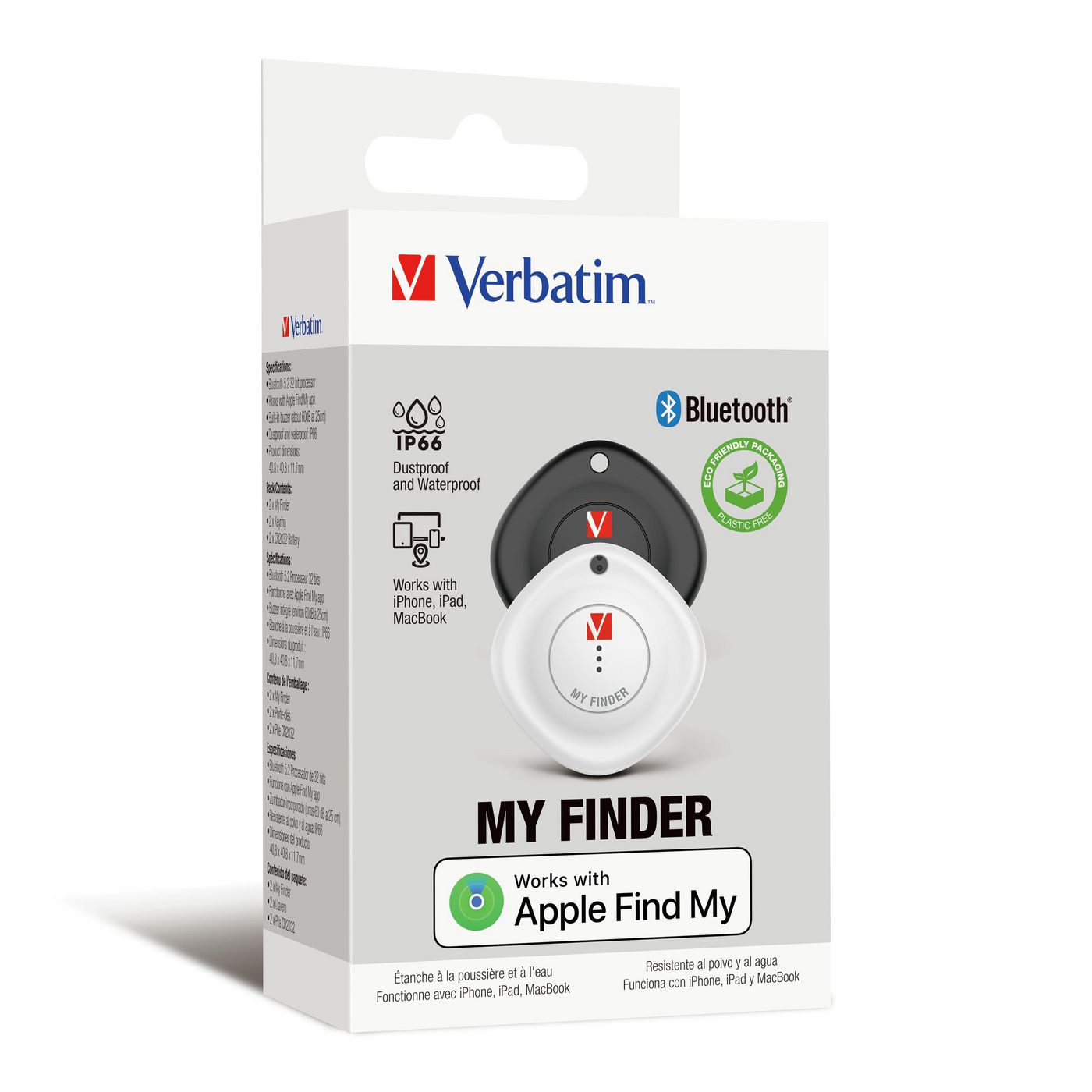 Verbatim MFY-02 Bluetooth Item Finder 2 Pack Black and White