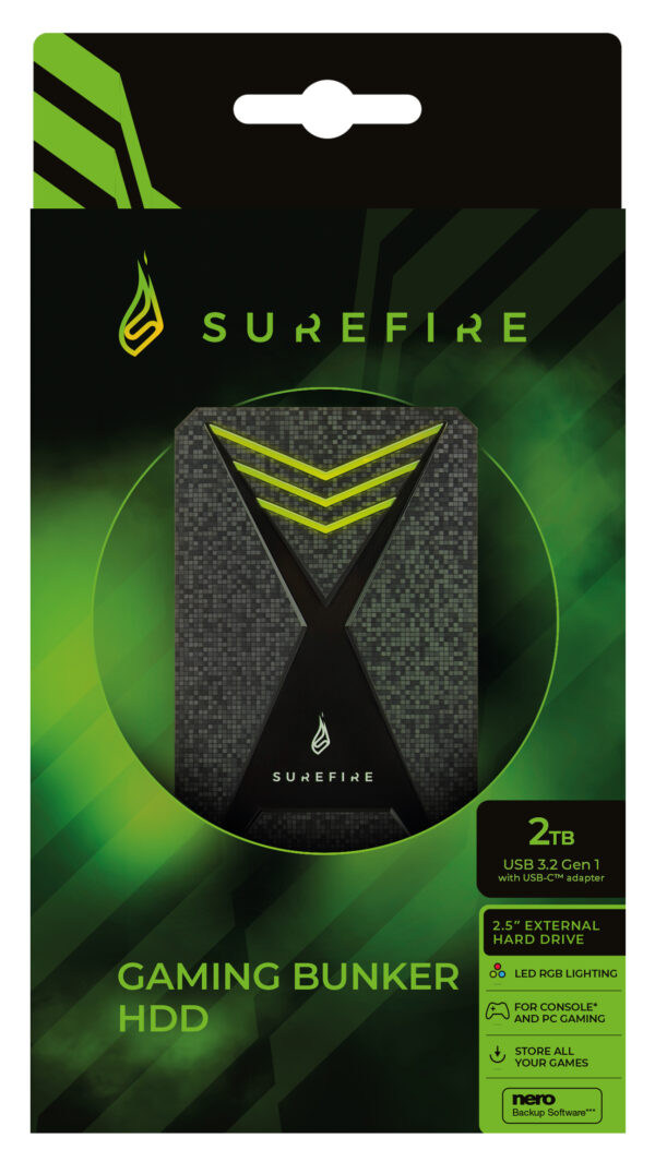 Surefire 2.5" Gaming HDD USB 3.2 GEN 1 2TB Black