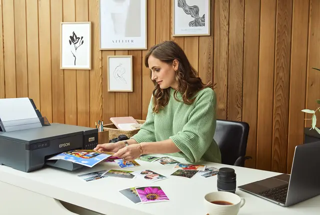 Epson EcoTank L8050 Printer, a sleek photo printer with refillable ink tanks, wireless connectivity, and professional-grade performance.